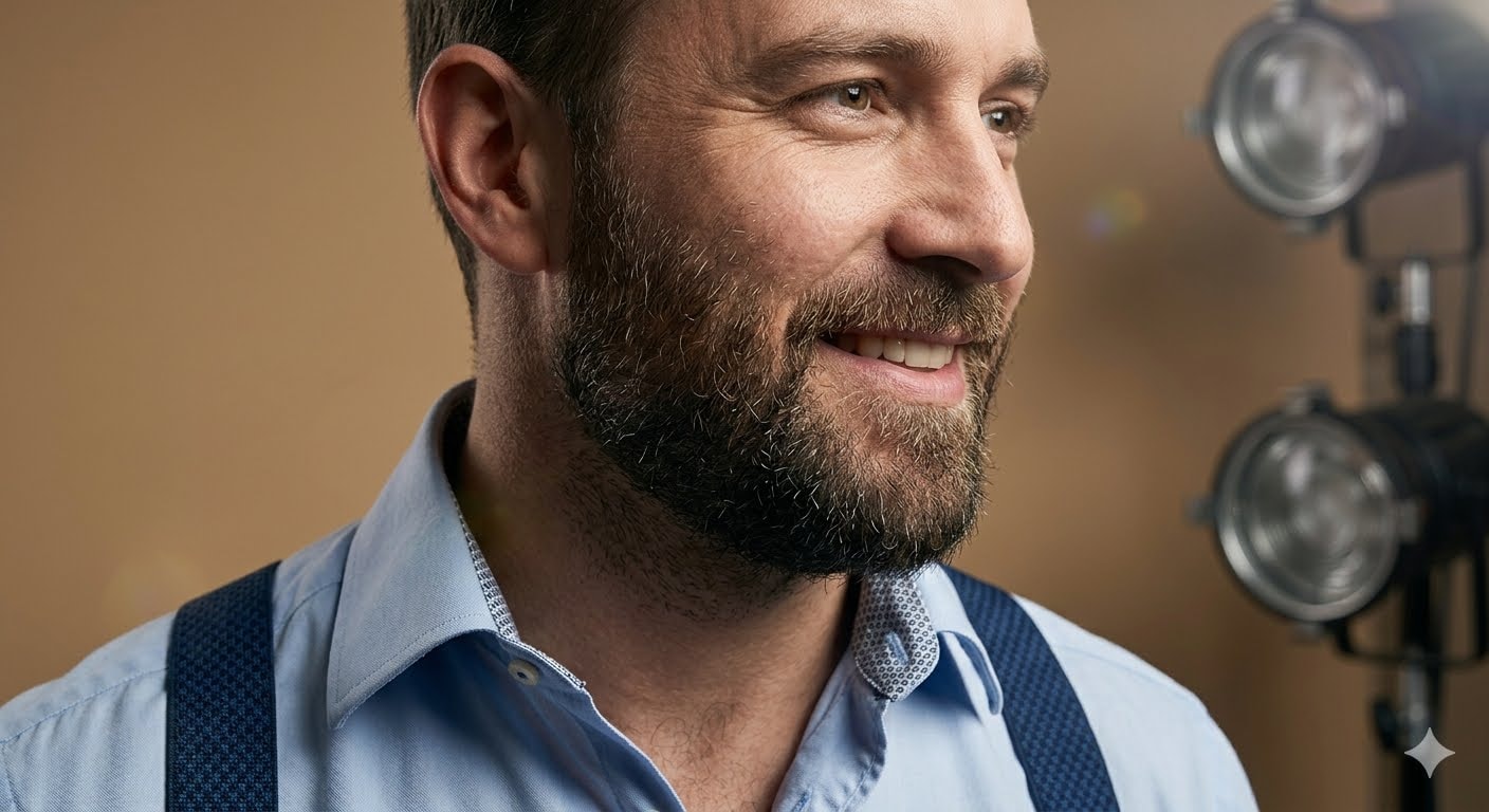 Bryan Christie smiling in a studio setting